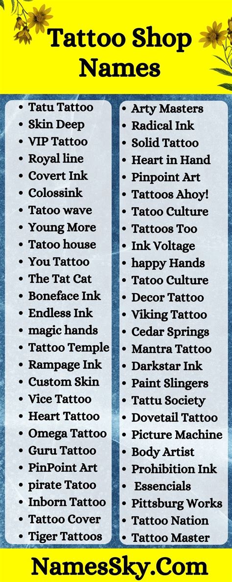 tattoo shop name suggestions|unique tattoo shop names.